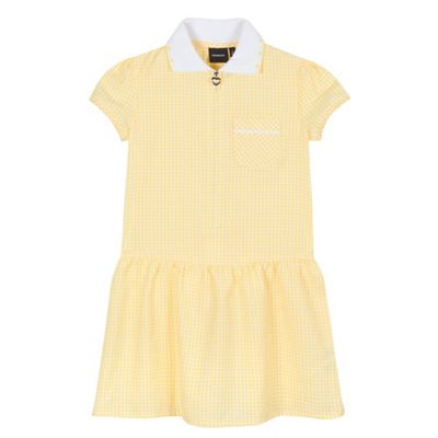 Girls' yellow gingham checked school dress